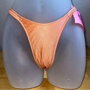 Women’s 90S Dead Stock Aljo  Neon Orange High Cut Bikini Bottom Bottoms Sz S NWT